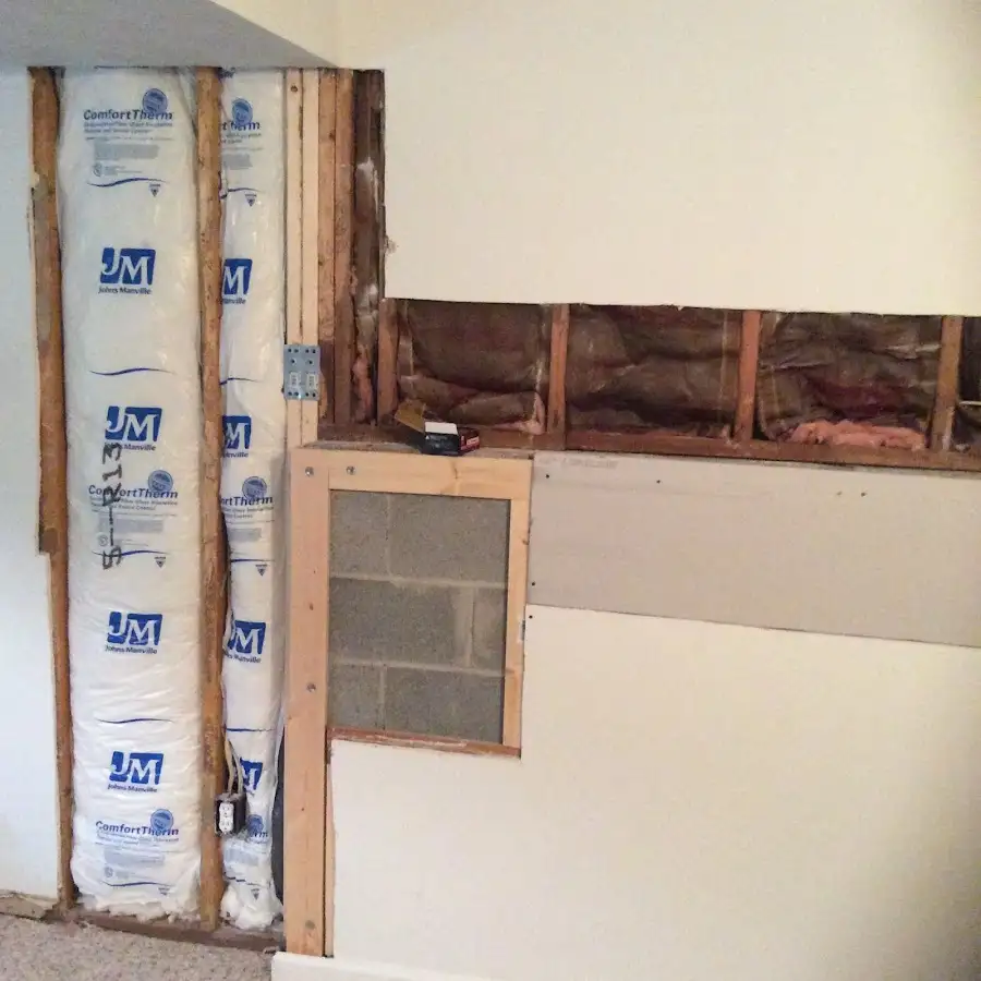 Wall insulation replacement during Basement Flood Cleanup in West York